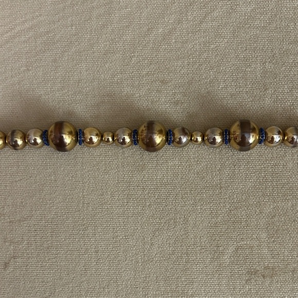 Banana Republic Gold and Blue Beaded Necklace - Picture 5 of 5